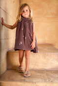 Load image into Gallery viewer, Brown Box Pleated Sleeveless Dress
