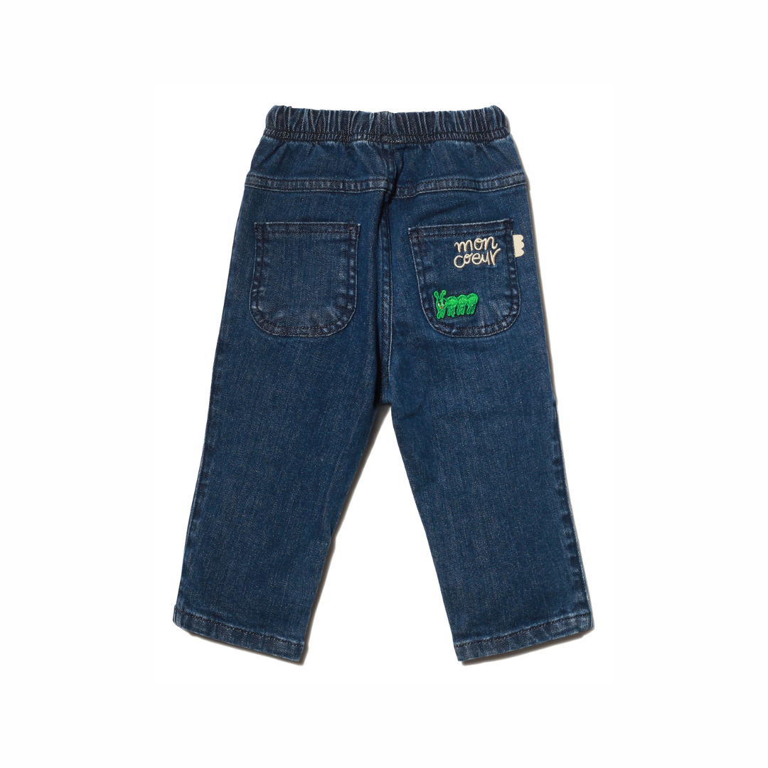 Recycled Denim Green Apple Patch Baby Pant