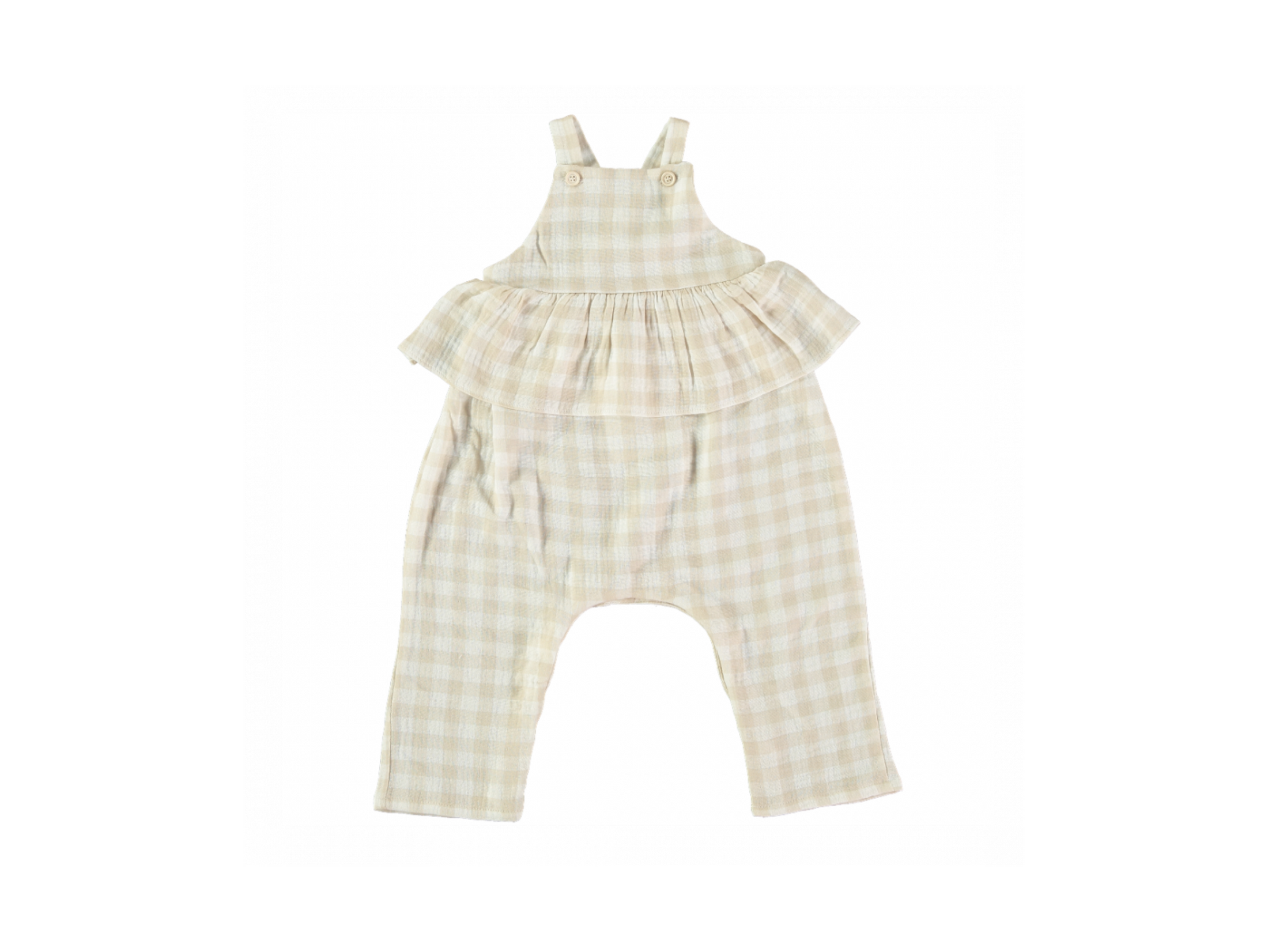 Beige Gingham Peplum Jumper