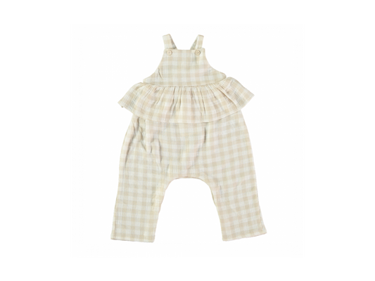 Beige Gingham Peplum Jumper