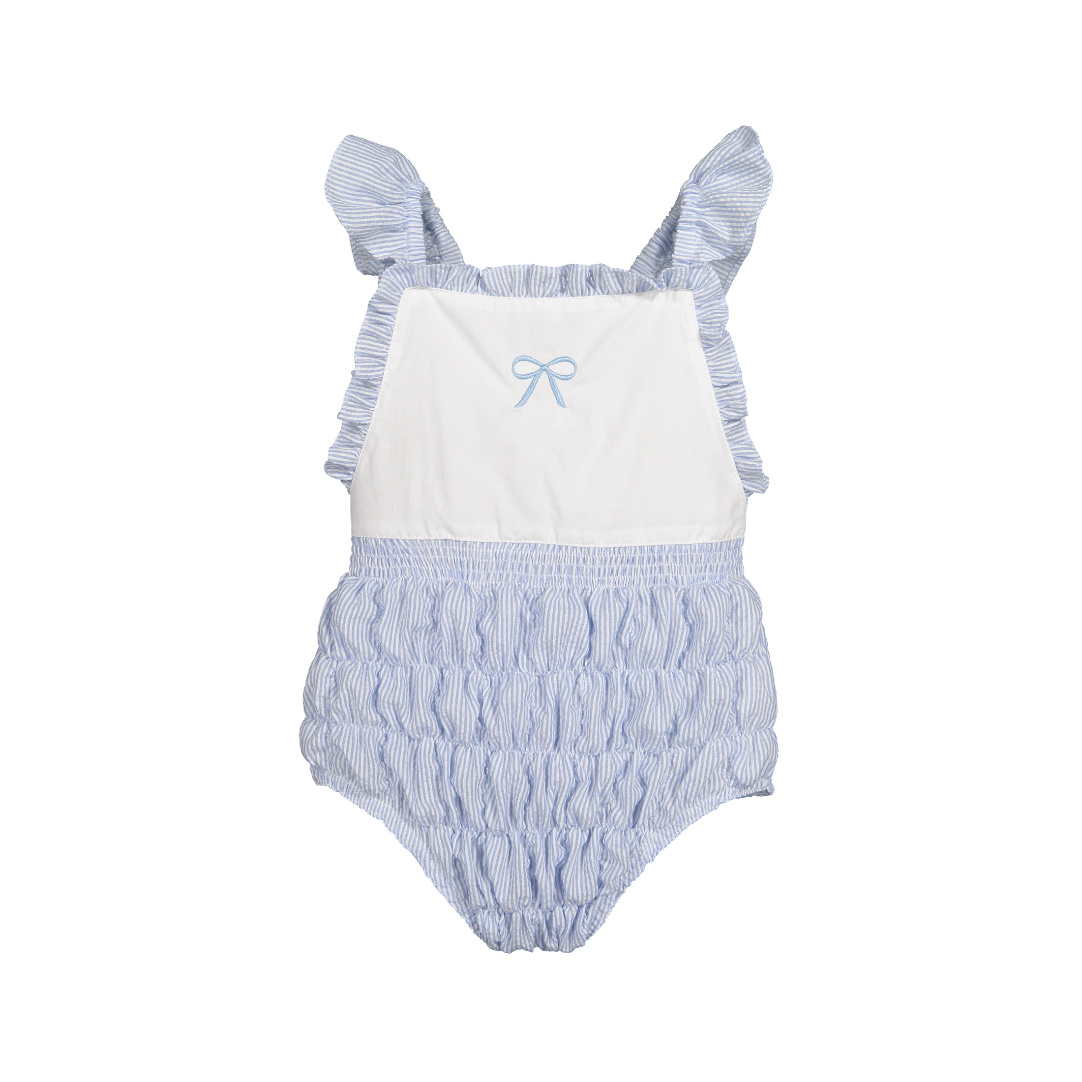 Seersucker Frilled Cotton One Piece