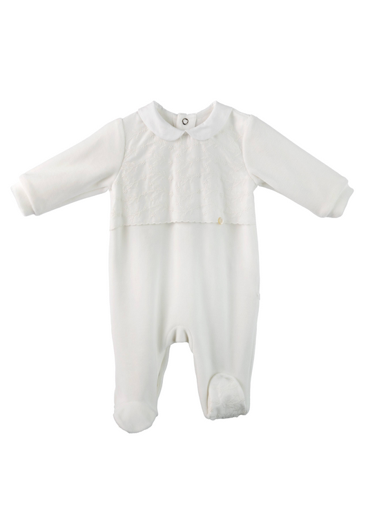 Ivory Embroidered Cotton Babygrow