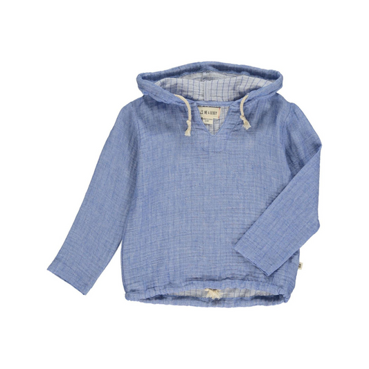 Dark Blue St. Ives Gauze Hooded Top