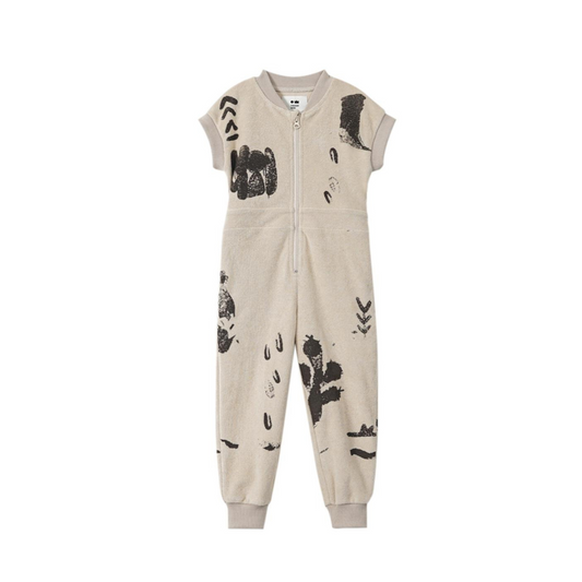 Beige Terry Flightsuit with Print