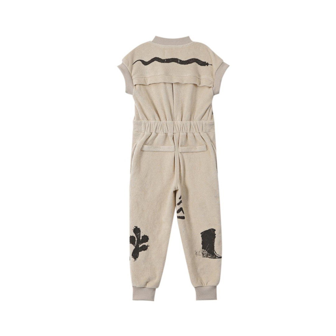 Beige Terry Flightsuit with Print