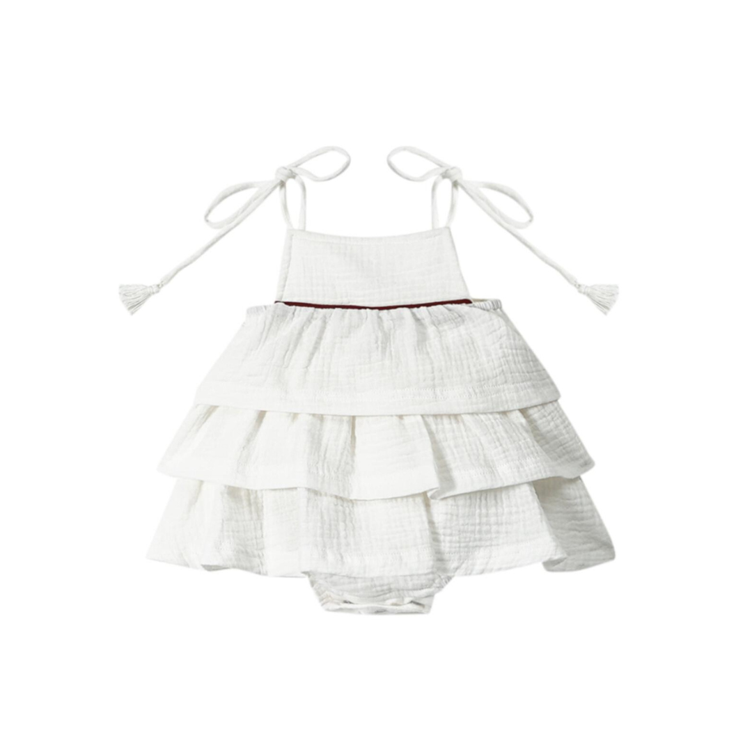 Baby Girl Layered Ruffle Dress with Piping