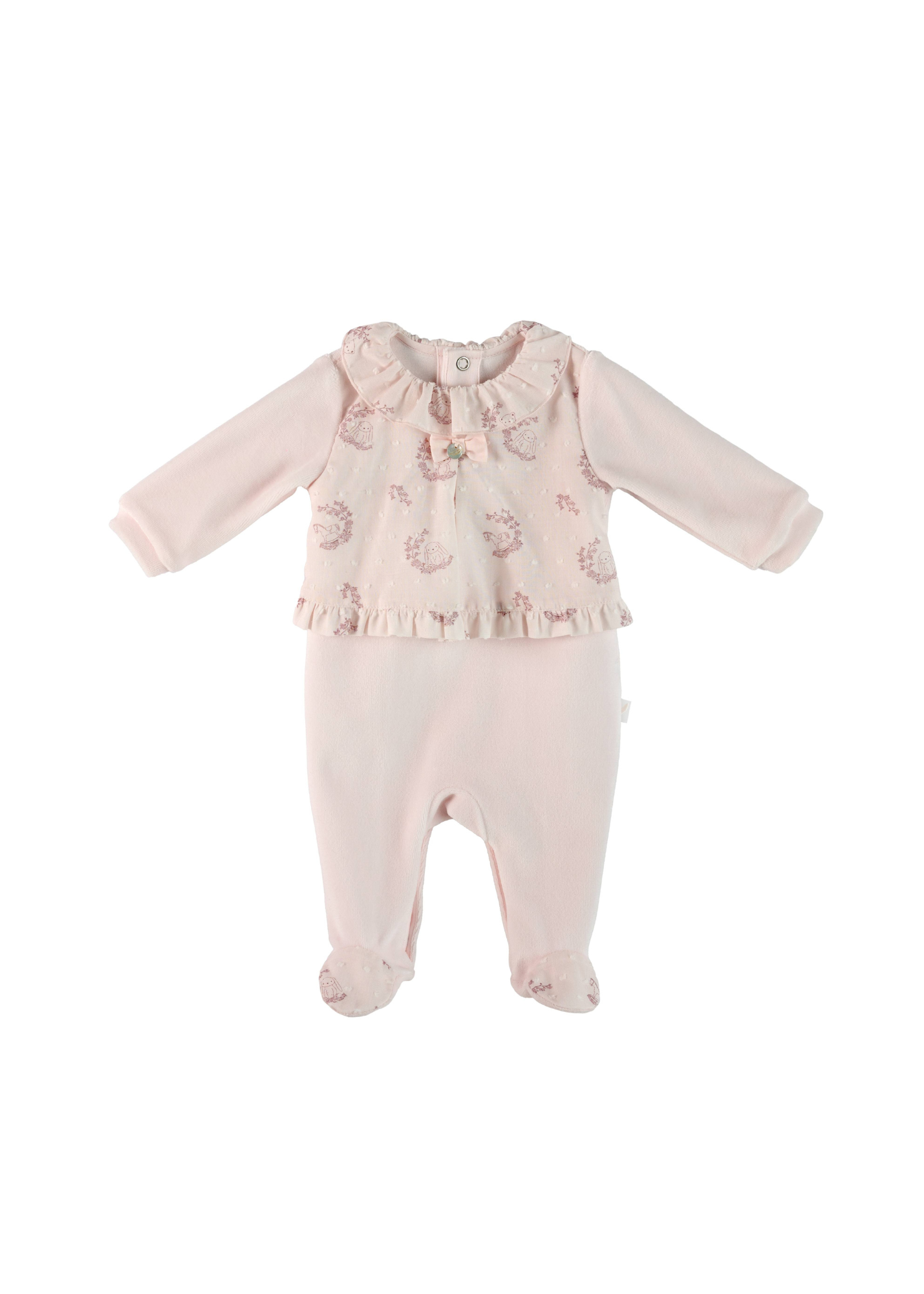 Pink Voile Velour Footie