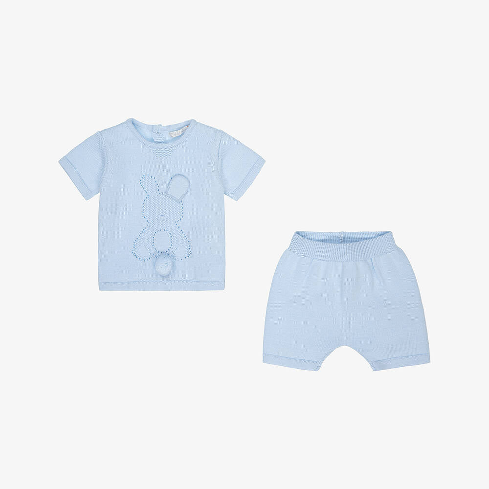 Bunny Blue Knitted Shorts Set