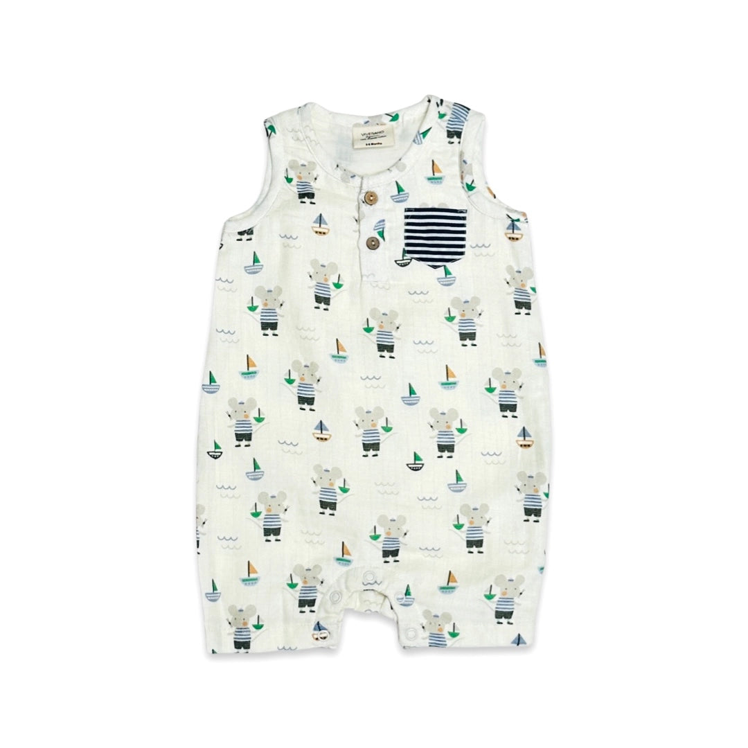 Mouse Sailor Henley Short Romper