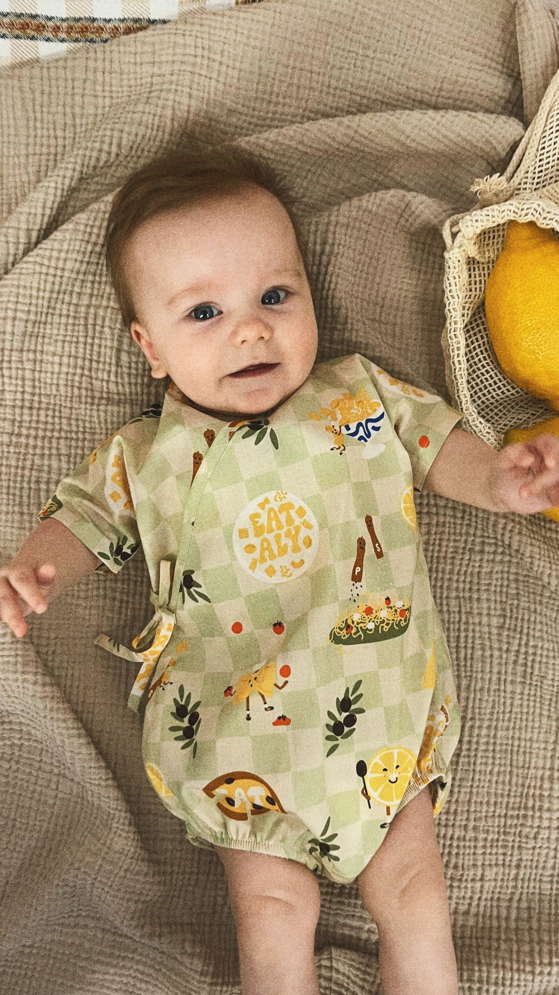 Wrap Body with Green and Yellow Checkers Print