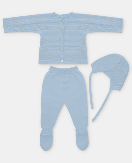 Dolcezza Blue Knit Layette Set