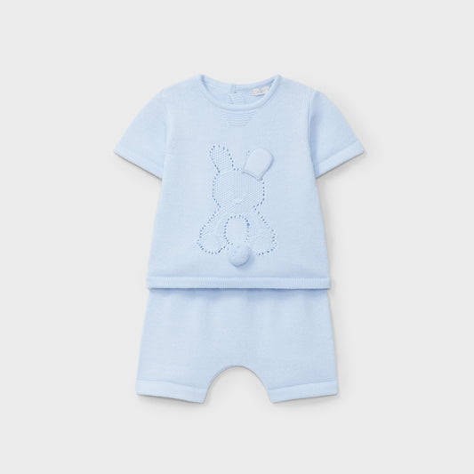 Bunny Blue Knitted Shorts Set