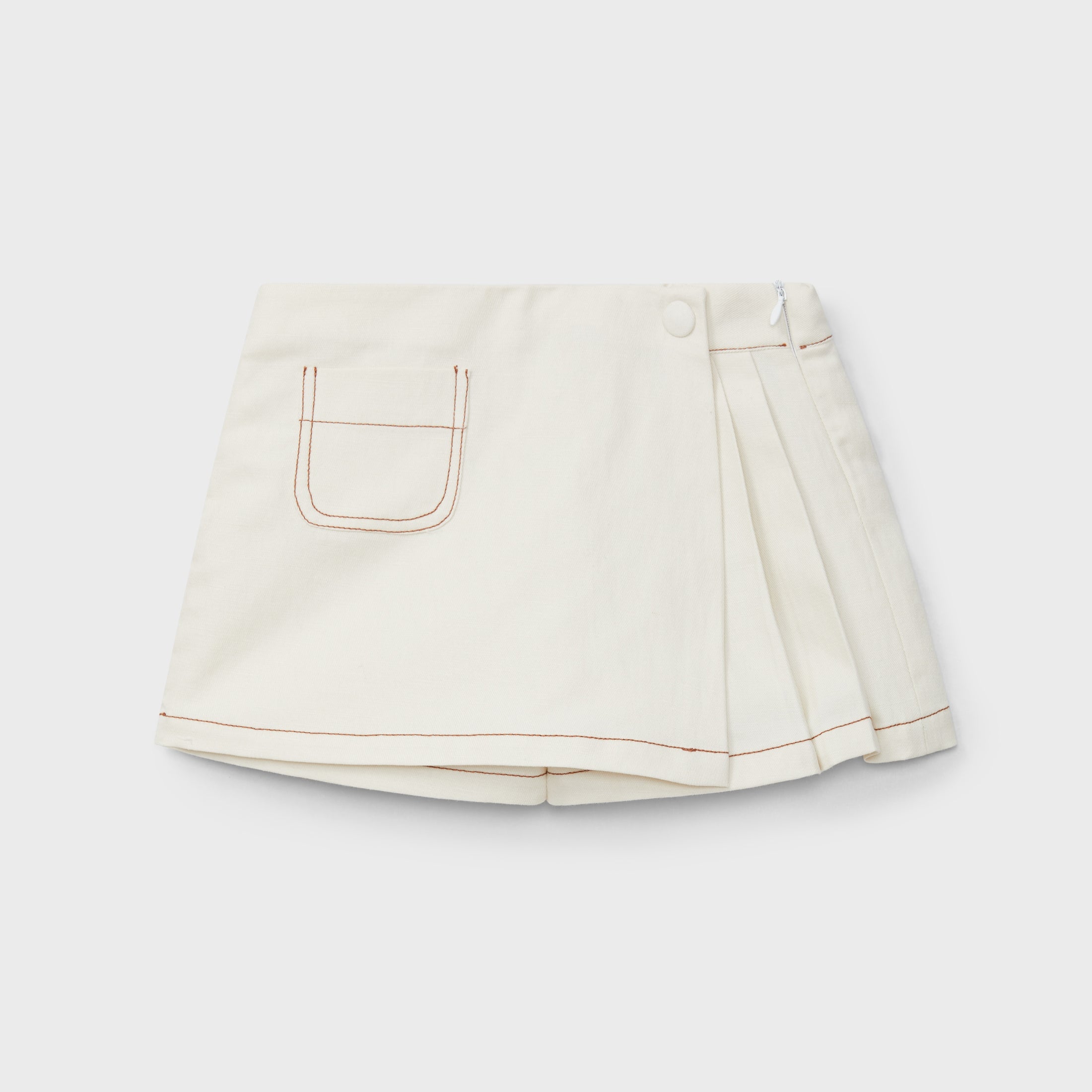 Off White Pleated Skort
