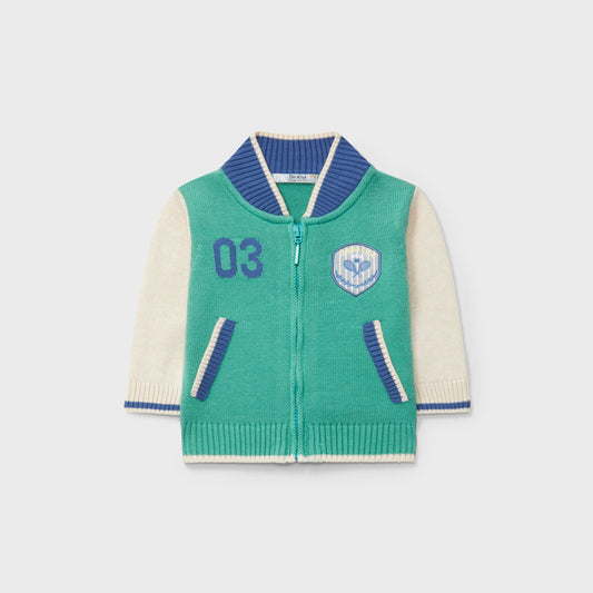 Green Knit Varsity Jacket
