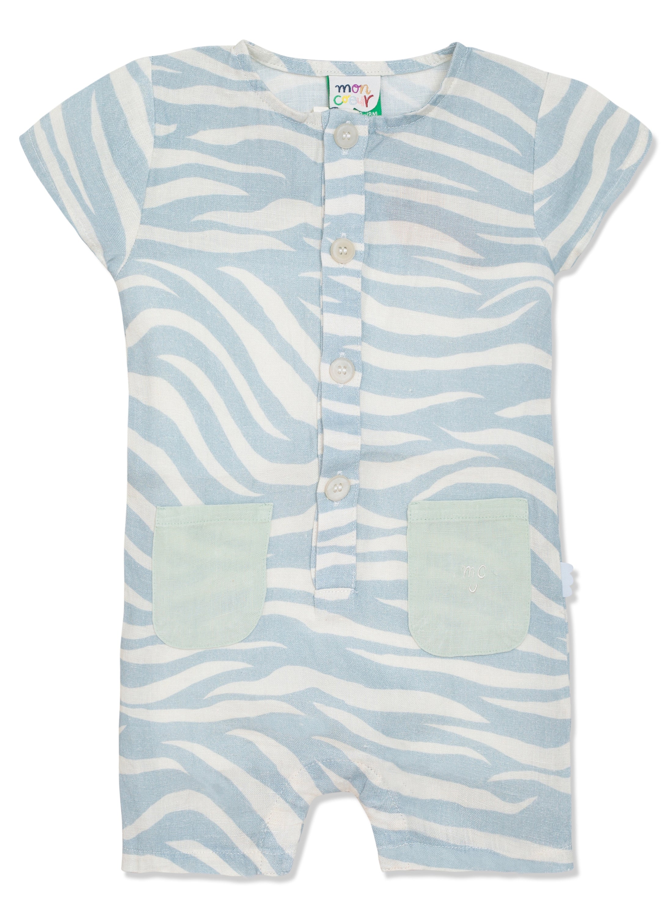 Zebra Baby Linen Romper