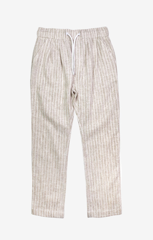 Beige Striped Resort Pant